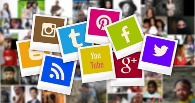 social media icons collage