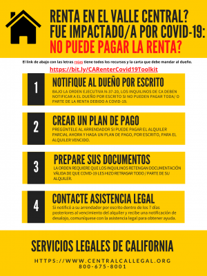 COVID-19 California renter's rights in spanish. 