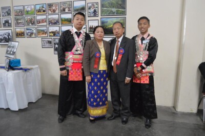 Neng Thao and family in traditional Hmong dress
